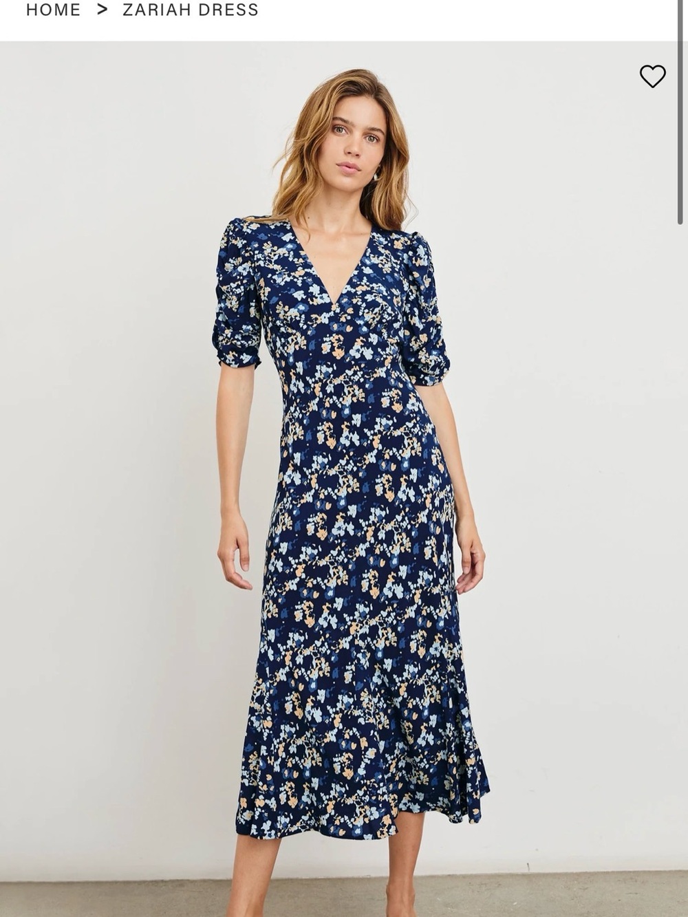 Rails Zariah Floral V-Neck Midi Dress — Navy